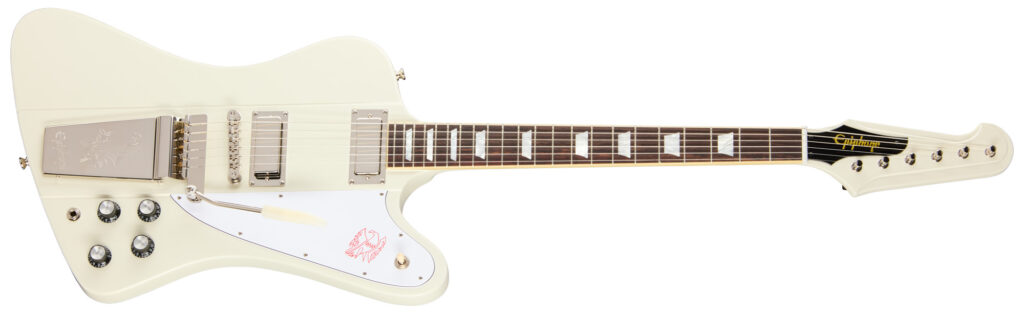 Epiphone 1963 Firebird V Maestro Vibrola Reissue Polaris White E-Gitarre Epiphone 1963 Firebird V Maestro Vibrola Reissue Polaris White E-Gitarre