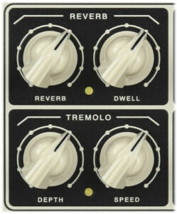 Reverb- und Tremolosektion des Tone King Imperial Preamp-Pedals.