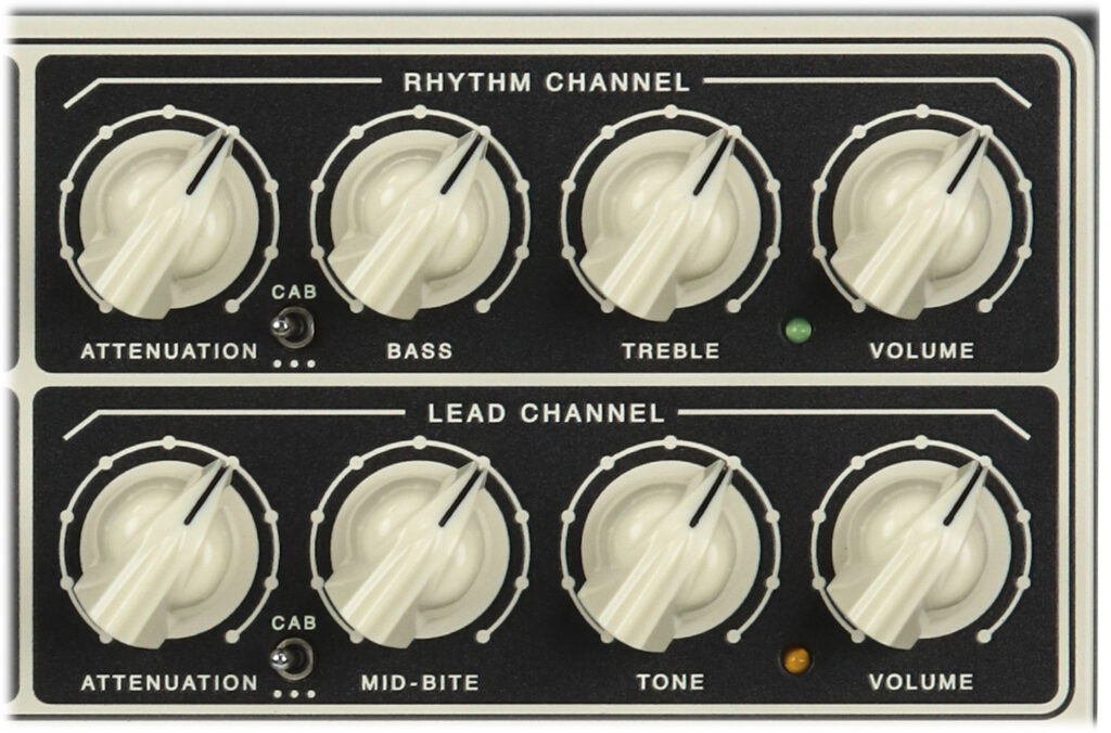 Rhythm- und Leadkanal des Tone King Imperial Preamp-Pedals.
