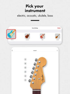 Oberfläche der Fender Tune Smartphone-App.