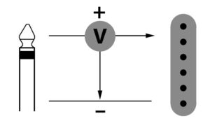 Verdrahtung mit Volume-Regler und Tonabnehmer.