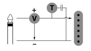 E-Gitarrenschaltung mit Volume- und Tone-Regler.