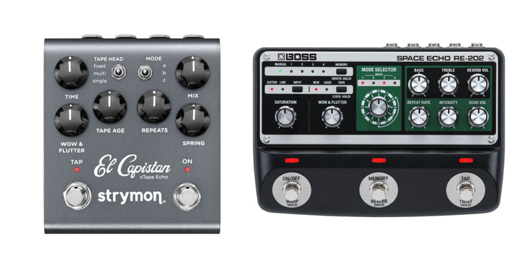 Bild des Strymon El Capistan v2 und Boss RE-202.