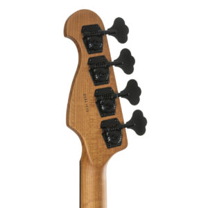 Kopfplattenrückseite des Fame PB Burl Top Trans Blue E-Bass.