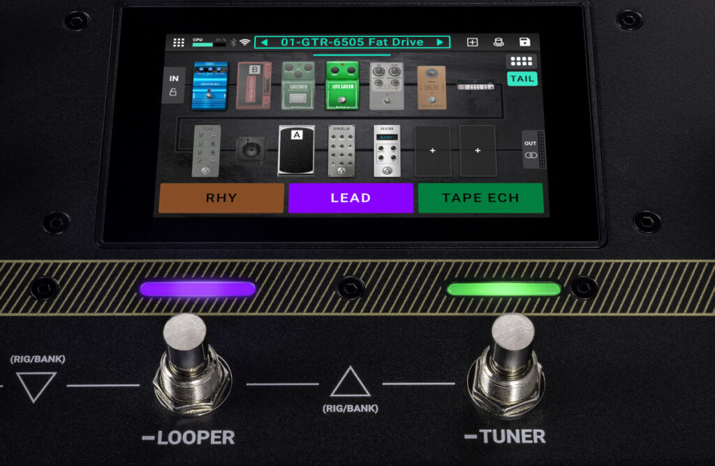 HeadRush Flex Prime Amp-Modeler Nahaufnahme des HeadRush Flex Prime Modeler Screen