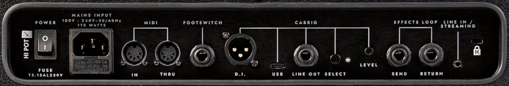 Rückseitenpanel des Blackstar IDX:100 Combo Modeling-Verstärkers