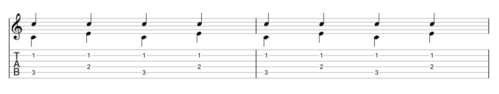 Beispiel-Picking auf C-Dur.