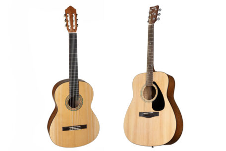 Konzertgitarre und Westerngitarre.