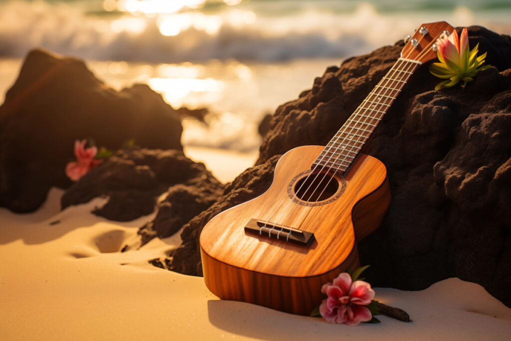 Ukulele am Strand
