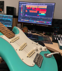 Lofi Gitarre Gitarre in Musikproduktionsstudio