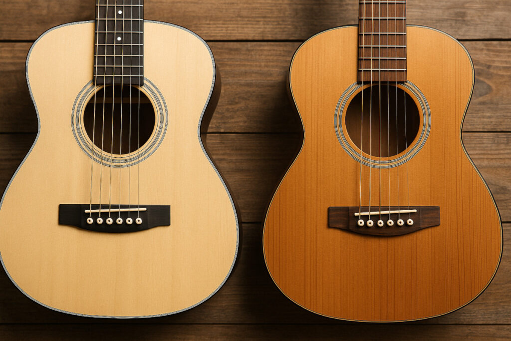 Massive Gitarre und laminierte Gitarre