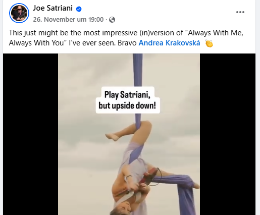 Andrea Krakovská Joe Satriani Post