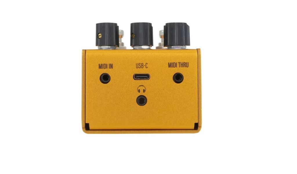 MIDI In, MIDI Thru und USB-C ermöglichen Preset-Steuerung, Firmware-Updates und das Laden eigener Impulse Responses.