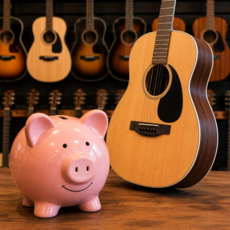 Gitarre mit Sparschwein