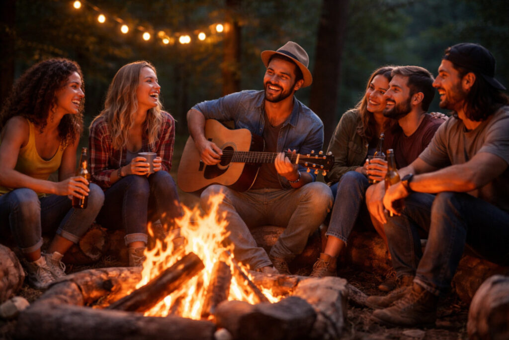 Gitarre am Lagerfeuer