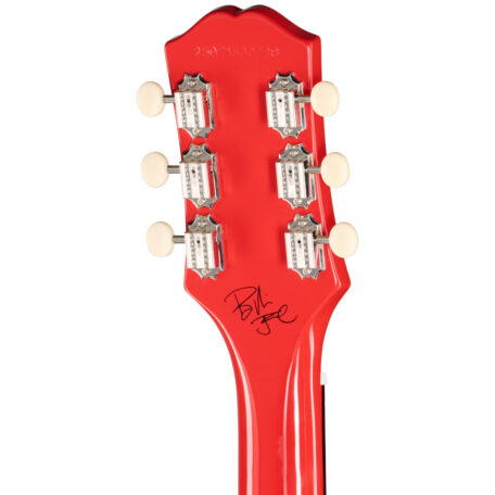 Kopfplattenrückseite der Epiphone Les Paul Junior mit Billie Joe Armstrong-Unterschrift Kopfplattenrückseite der Epiphone Les Paul Junior mit Billie Joe Armstrong-Unterschrift