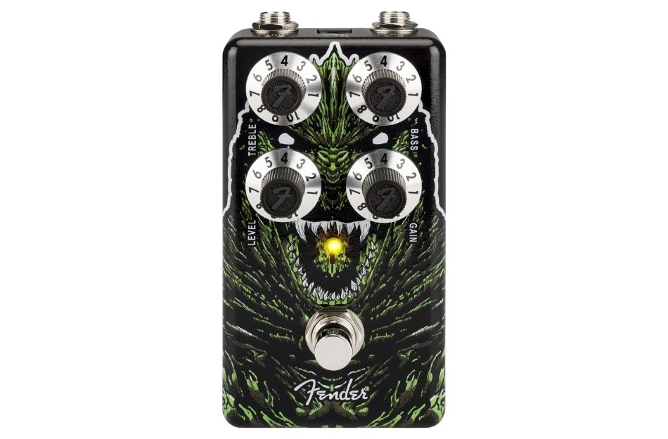 Das Bedienfeld des Fender Godzilla Distortion ist übersichtlich aufgebaut und erlaubt eine schnelle Anpassung von Verzerrung und Klangregelung im Live- und Studioeinsatz.