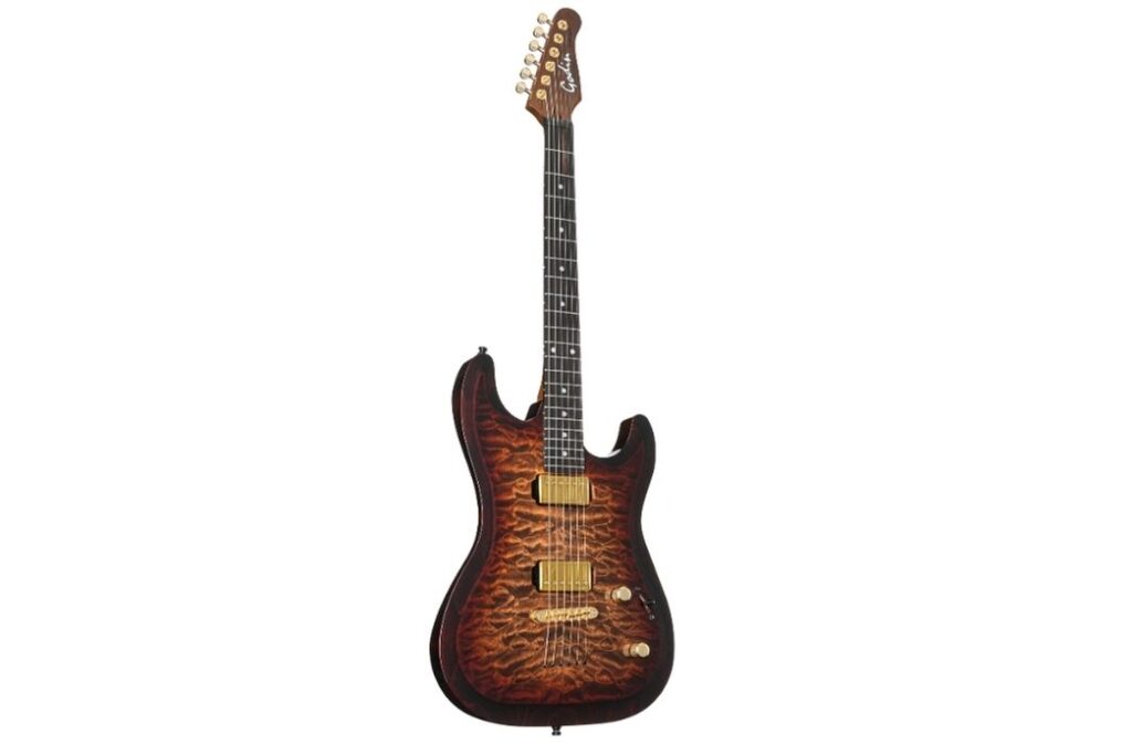 Die Godin Artisan ST-II EN Whisky Burst kombiniert eine edle Wölkchenahorndecke mit moderner Ausstattung und wird in Kanada gefertigt.