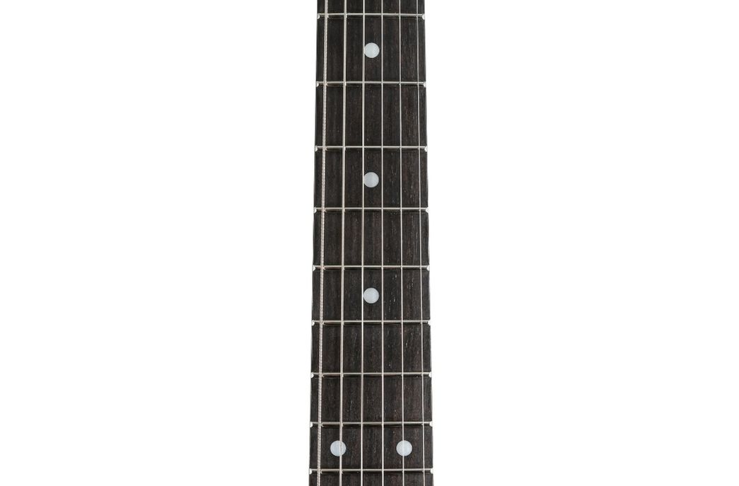 Das Ebenholzgriffbrett mit 12-Zoll-Radius und 22 Medium-Bünden bietet beste Voraussetzungen für präzises Spiel und komfortable Bendings.