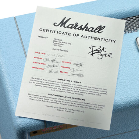 Marshall Certificate of Authenticity des Marshall 1959 BJA Billie Joe Armstrong Signature Amp Marshall Certificate of Authenticity des Marshall 1959 BJA Billie Joe Armstrong Signature Amp