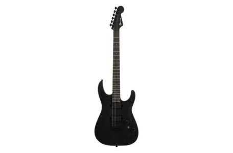 Die Charvel Pro-Mod Plus Dinky DK24 HH HT EB Black Ash setzt auf eine moderne Dinky-Bauform, zwei Seymour-Duncan-Humbucker und eine feste HT6 Hardtail Bridge.