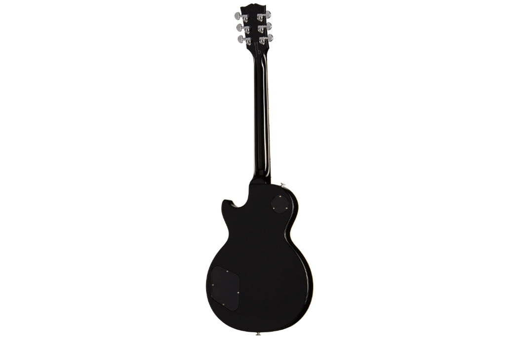 Eingeleimter Mahagoni-Hals, schwarzer Nitro-Lack und klassische Les-Paul-Form – konsequent auf Sustain und Charakter ausgelegt.